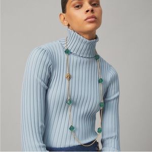 Tory Burch logo emerald necklace